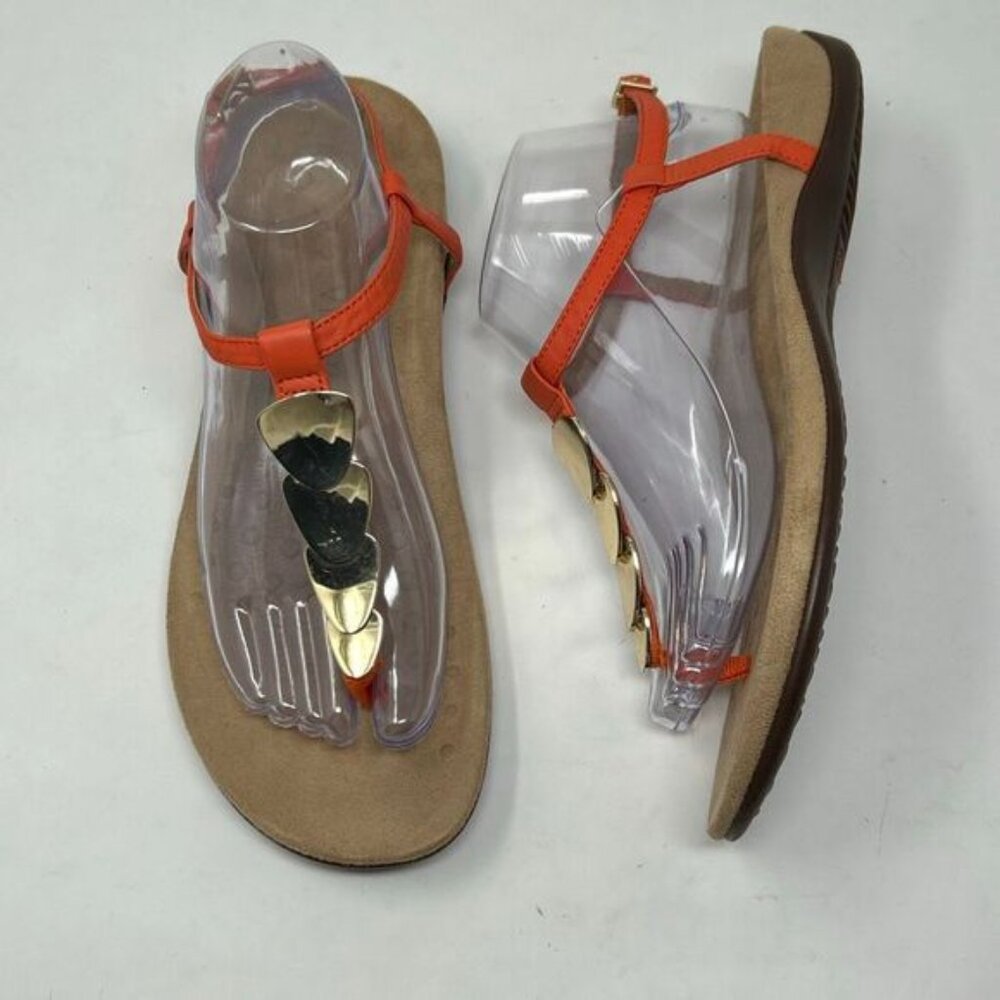 Vionic Rest Miami Orthotic Sandals Coral Gold Sz 10 Slingback Strappy Buckle Fla